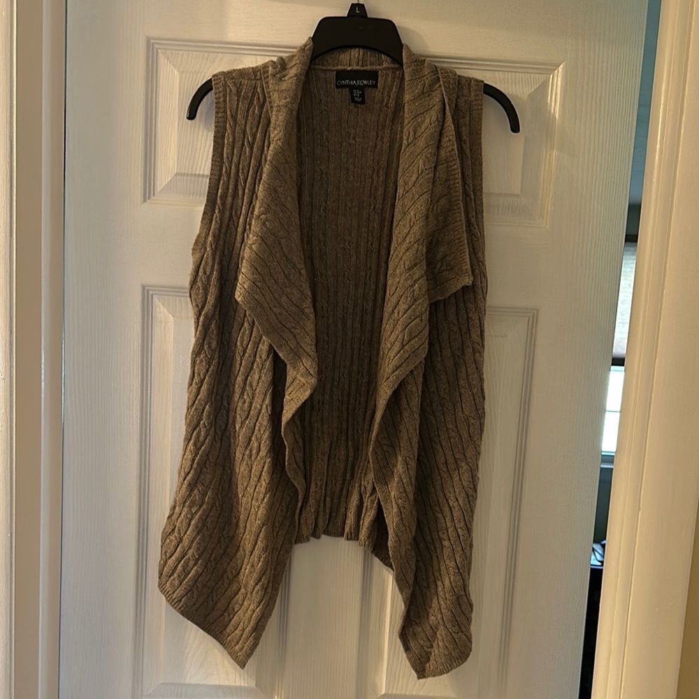 Cynthia Rowley Women's Brown Cable Knit Sweater Vest